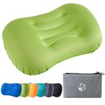 JetsCush Camping Pillow Camping Essentials Lightweight Compact Inflatable Air Travel Pillow with Ergonomic Support for Camp Backpacking Hiking Beach Accessories & Equipment (Green)