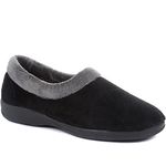 Pavers Women's Fluffy Sandals in Black - Faux Fur Slip-Ons Slippers Offering Warmth and Comfort - Distinctive Fur Collar Design - Size UK 6 / EU 39