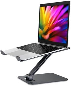 RIWUCT Foldable Laptop Stand, Height Adjustable Ergonomic Computer Stand for Desk, Aluminum Portable Laptop Riser Holder Mount Compatible with MacBook Pro Air, HP, Dell 10-16" (Black)