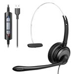 Voistek USB Headset with Microphone for PC Laptop, Wired Computer Headset with Microphone Noise Cancelling, Inline Volume Control for Business Office Call Center, Clear Chat (380FUSB)