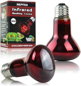 LUCKY HERP 2 Pack 50 W Reptile Heat Lamp Bulb, Amphibie Infrared Basking Spot Light Bulb, Reptile Heat Lamp for Turtle, Beard Dragon, Lizard, etc