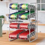 smusei Stackable Soda Can Organizer Soda Rack Holder for Pantry 4 Tier Beverage Can Dispenser Cola Storage Rack for Kitchen Cabinets Countertop, Holds 40 12oz Soda Cans or Canned Food - Matte White