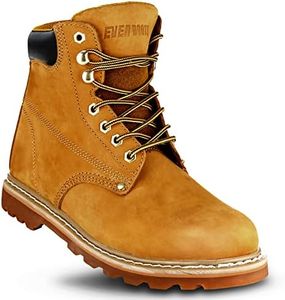 EVER BOOTS "Tank Men's Soft Toe Oil Full Grain Leather Work Boots Construction Rubber Sole (7.5 D(M), TAN)