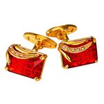 Ruby Crystal Cufflinks Elegant Style Women Men 18K Gold Plated Fancy Stone Cuff Links