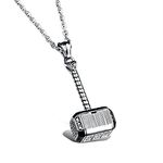 Oidea Men's Thors Hammer Pendant Necklaces: Norse Viking Mjolnir Pendant Men's Jewellery Talisman Amulets Protective Jewelry Gift, Stainless Steel, 21.6" Chain