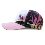 Grace Folly Beach Trucker Hats for Women- Snapback Baseball Cap for Summer (Pink Palm Tree- Mesh Print)