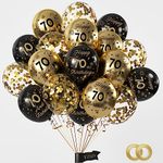 70th Birthday Balloons 15 Pcs Black Gold Happy 70th Birthday Latex Confetti Balloons Black Gold 70th Birthday Party Decorations Balloons for Men Women 70th Birthday Anniversary Decor Supplies(Age 70)