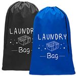 Sylfairy 2 Pack Extra Large Travel Laundry Bag, 24" x 36" Durable Rip-Stop Dirty Clothes Shoulder Bag with Drawstring, Wash Me Heavy Duty Travel Laundry Bag, Large Hamper Liner, Machine Wash