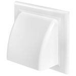 White Gravity Flap for Ø 100 mm / 4" Round Wall Outlet - Ventilation Duct Cover with Non-Return Shutters and Rear Spigot - Cowled Ducting Air Vent Grille