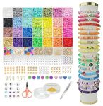 BeadzBoxx 6600 Pcs Clay Beads Bracelet Making Kit 28 Colours 6mm Clay Bead Set for Teen Girl Gifts Friendship Bracelet Making kits for Girls Beads for Bracelet Making DIY Crafts Gifts for Teens