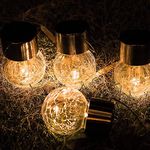 Solar Garden Lights Outdoor, 4-Pack Hanging Solar Lights Outdoor LED Cracked Glass Hanging Ball Lights Waterproof Portable Lamp for Yard, Patio, Fence, Tree, or Holiday Decoration (Warm White)…