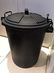 OptiProducts Black 50L 50 Litre Extra Large Heavy Duty Plastic Bin Dustbin, Storage Unit with Locking Lid for Home Garden Rubbish Waste Animal Feed