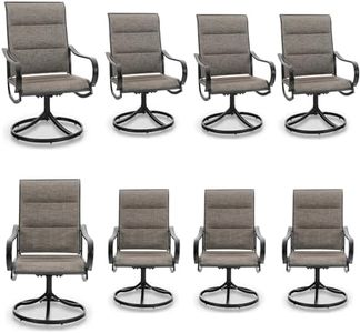 MFSTUDIO Swivel Patio Dining Chairs Set of 8, Outdoor Dining Chairs with Padded Textilene Fabric & Sturdy Metal Frame, All Weather Outdoor Sling Furniture Chairs for Deck, Lawn and Backyard