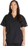 Dickies Women's Eds Signature Scrubs 86706 Missy Fit V-neck Top, Black, Medium