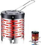 Nicoone Mini Camping Stove,Portable Stainless Steel Camping Stove Heater with Handle,Portable Tent Heater Adaptor for Outdoor Camping Hiking