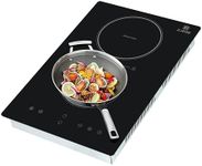 ZJEQB Dual induction cookerr 110V amazon 12 inch stove 2 burners, top of shatterproof flat glass and Plug in Electric Stove Low Noise Electric Cooktops With touch sensor control and child safety lock