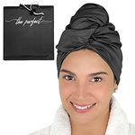 THE PERFECT HAIRCARE Microfibre Hair Towel Wrap for Women - Absorbent Quick Drying Turban for Curly and Long Hair for Girls and Kids - Anti Frizz Black