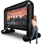 16 FT Inflatable Movie Screen for Outside, Blow up Projector Screen for Outdoor Backyard Use,Support Front and Rear Projection