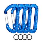 Gabbro Carabiner, 4 Pack 12kN Wiregate Carabiner Clip, 3/4oz Aircraft Grade Aluminum Caribeaners for Keychain Dog Leashes&Harness, Heavy Duty Caribeaners for Camping, Hiking, Swing, Hammock (Blue)