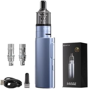 VAPTIO Cosmo Prime Kit Cigarette électronique 2400mAh Kit de démarrage Alimentation Vape Pen 40W avec 2pcs Cosmo Coil 0.4ohm(C8) / 1.0ohm(C5),Sans E liquide Sans Nicotine (bleu)