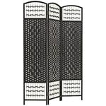 HOMCOM 3 Panel Room Divider, 5.6 ft Tall Folding Privacy Screen, Wave Fiber Freestanding Partition Wall Divider for Home Office, Black