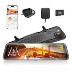 WOLFBOX G840S 12" 4K Mirror Dash Cam,Touch Screen Smart Rear View Mirror Camera, 4K+1080P Dash Cam Front and Rear, Night Vision, Reverse Assist, Included 32GB Card & GPS,24H Parking Mode