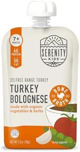 Serenity Kids 7+ Month Bone Broth Puree Made with Organic Veggies - Clean Label Project Purity Award Certified - BPA-Free Pouch - 3.5 Oz Free Range Turkey Bolognese - 12 Count Baby Food Turkey Puree