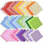 42Pcs 10"x10" Quilting Cotton Fabric Squares Sheets Pre-cut Multi-Color No Repeat Design Printed Floral Craft Fabric for DIY Sewing Scrapbooking Quilting Craft Patchwork (Red/Pink/Yellow/Green/Blue/Purple)