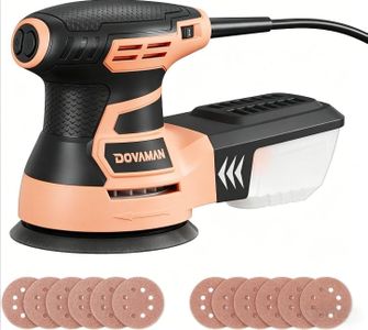 DOVAMAN ROS01A Orbital Sander, 3A Random Orbit Sander, 6 Variable Speeds, Up to 13000 rpm, 12pcs Sandpapers, 5in Sanding Pad, Dust Collection, Electric Tool Perfect for Woodworking
