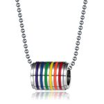 Ropartman Pride Stuff, Gay Pride Necklace for Unisex, Rainbow Lesbian Equality Bisexual Ring Chain Jewelry Stainless Steel LGBTQ Accessories, Stainless Steel, No Gemstone