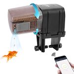 Lychee Aquarium Automatic Feeder, 2.4G WIFI Controlled Timer Fish Food Dispenser with LCD Display for Fish Tank Pond Holiday (Black)