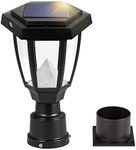 FUDESY LED Outdoor Solar Post Light, Waterproof Fence Post Lights Solar Powered, Plastic Black Solar Deck Post Lights for Garden Mount Landscape Yard Patio Pathway, Warm White, 3000K