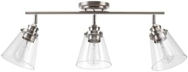 Globe Electric 59628 Jackson 3-Light Track Lighting, Brushed Nickel, Clear Glass Shades, Silver, Bulb Not Included