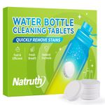 NATRUTH Water Bottle Cleaning Tablets 20 Tablets Effectively Removes Tough Stains and Odors Bottle Clean Tablet Individually Packed for All Stainless Steel, Plastics and Glass Drinking Containers