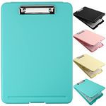 A4 Clipboards,Clipboard with Storage,Plastic Storage Clipboard with Low Profile Clip,Heavy Duty Nursing Clipboards Foldable,Clipboard Case for Work,Teacher Must Haves,Office School Supplies-Blue Green