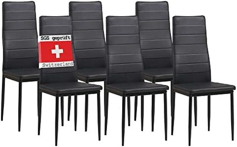 Albatros 2698 MILANO - Sedie da pranzo in Finta Pelle, Nero, Set di 6