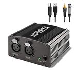 Phantom Power Supply, NUOSIYA 2-channel 48V Phantom Power Supplies, 3.5mm to XLR Cable, Anti-noise, Stable Power Supply, for Any Condenser Microphone Music Recording Equipment