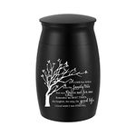 Small Urns for Human Ashes Tree Mini Cremation Urns for Ashes Aluminum Small Keepsake Urn Memorial Ash Holder-Black