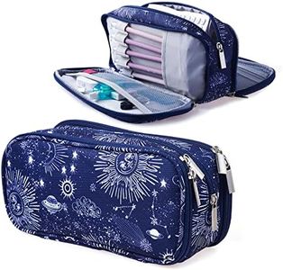 Sun and Moon Pencil Case Super Large Capacity 3 Compartments Canvas Pencil Box Office School Zodiac Gifts