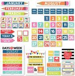 Hadley Designs Colorful Classroom Calendar Set Bulletin Board Sets for Teachers - School Calendar, Bulletin Board Calendar for Classroom, Calendar Bulletin Board Set for Classroom Decoration