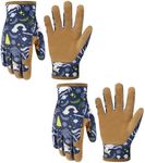 HANDLANDY 2 Pairs Kids Genuine Leather Gardening Gloves for ages 3-11, Children Toddler Work Outdoor Playing Gloves for Boys Girls Gift (Small (for age 2-4), Blue)