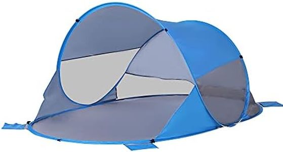 Outsunny Abri de Plage Tente de Plage Pliable Pop-up Automatique instantané Protection UV fenêtre arrière Grand Tapis de Sol Bleu Ciel