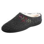 Acorn womens Flora Hoodback With Soft Cozy Berber Lining and Indoor/Outdoor Rubber Sole Slipper, Charcoal, 9-Aug US