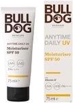 BULLDOG SKINCARE Anytime Daily UV Moisturiser SPF 50 For Men 75 ml, Safflower Seed Extract, Protects & Hydrates Skin, Suitable For All Skins
