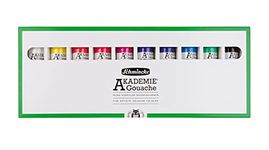 Schmincke - AKADEMIE® Gouache, 10 x 2,03 fl oz / 60 ml tubes, 72 210 097, 10 tubes of fine gouache in a cardboard set, opaque, matt and intense colors, high lightfastness