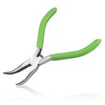 LEONTOOL Bent Nose Pliers for Jewelry Making, 5 Inches Bent Chain Nose Pliers Serrated Jaws Jewelry Making Supplies Mini Pliers for Gripping Small Component Professional DIY Hand Tool