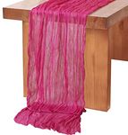 MODFUNS Gauze Cheesecloth Table Runner Hot Pink Table Runners 10FT Cotton Linen Table Runner Fuchsia Rustic Runners for Dining Tables Gauze Cheese Clothes Boho Centerpieces Wedding for Reception