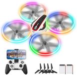 Q9C Drone with Camera for Kids Adults 1080P HD Quadcopter for Kids Cool Toys Gift for Boys Girls with LED Light,Propeller Full Protect,Gestures Selfie,3D Flips,2 Batteries,Easy to Fly