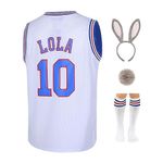 TUEIKGU Mens #1 Bugs #10 Lola Couples Halloween Costume Sets Basketball Jersey for Women (White10, Small)