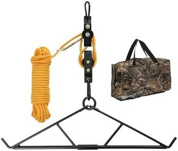 FUNHORUN Deer Hanger with Camouflage Carrying Bag, Game Hoist Gambrel with Pre-Installed Rope, Dual Pulley Hoist Lift System, Game Hanging Kit for Deer Skinning